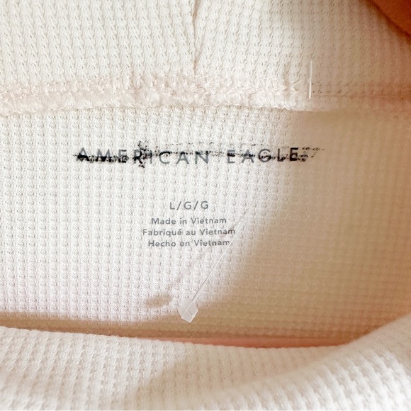 American Eagle Outfitters Cream Ivory Cowl Neck Waffle Knit high low top Large - Picture 6 of 8